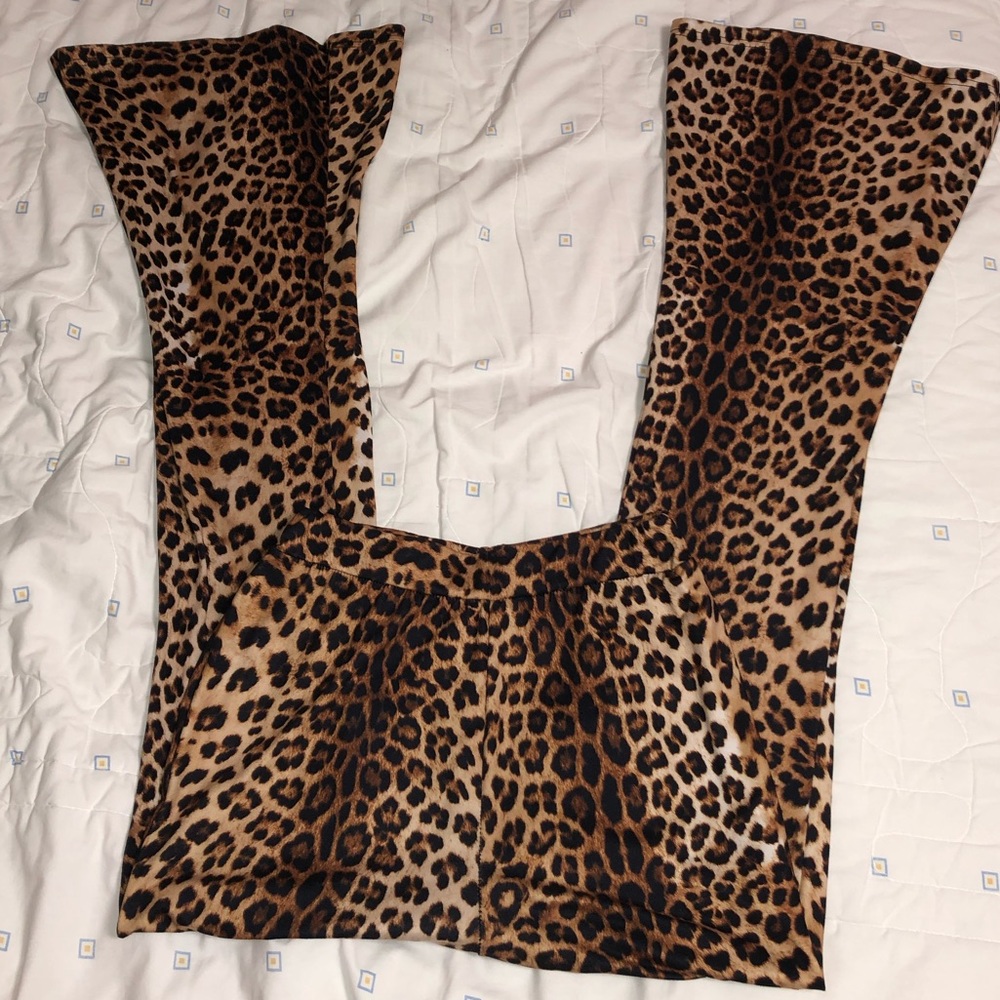 leopard flare pants